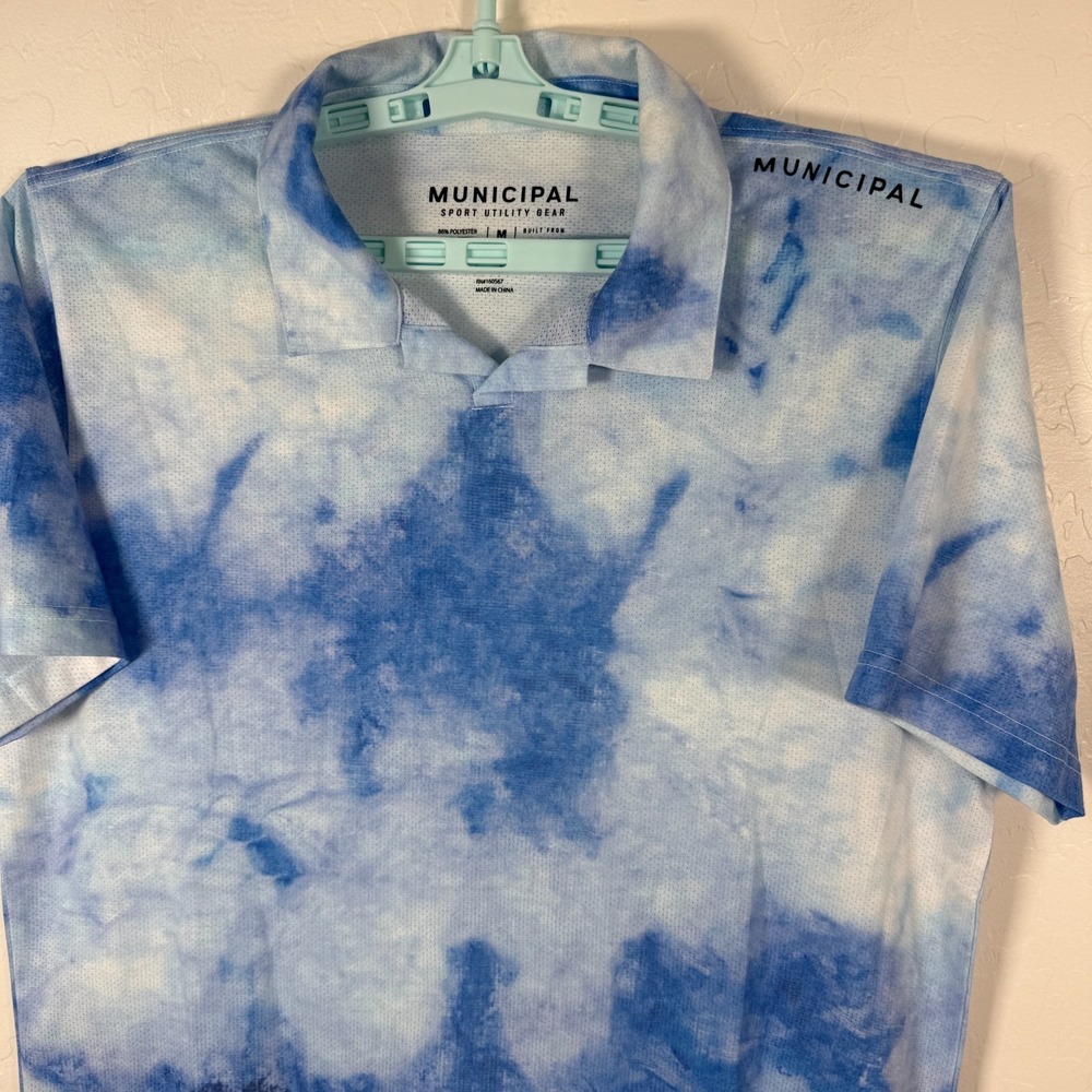 Municipal Sport Utility Gear Polo‎ Shirt Mens Medium Blue Performance Cloud